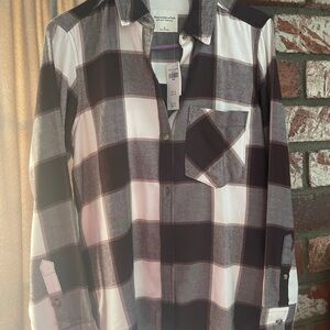 Chocolate brown & cream checkered flannel